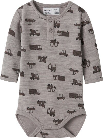Name It Wuppo Wo/Co Long Sleeve Body Grå 68 Name It Wuppo Wo/Co Long Sleeve Body Grå 68