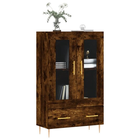 Highboard røkt eik 69,5x31x115 cm konstruert tre