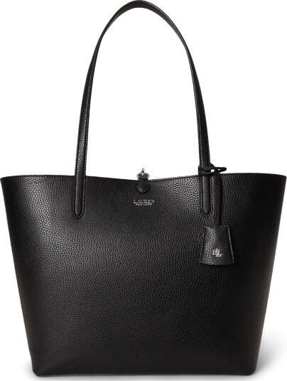 Lauren Ralph Lauren Faux Leather Large Reversible Tote Bag BLACK/BLACK WATCH One Size Lauren Ralph Lauren Faux Leather Large Reversible Tote Bag BLACK/BLACK WATCH One Size