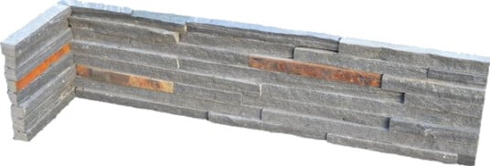 Stone Wall Forblendingsstein smalstripet skifer innvendig hjørne b: 100mm l: 405mm t: 20mm svart