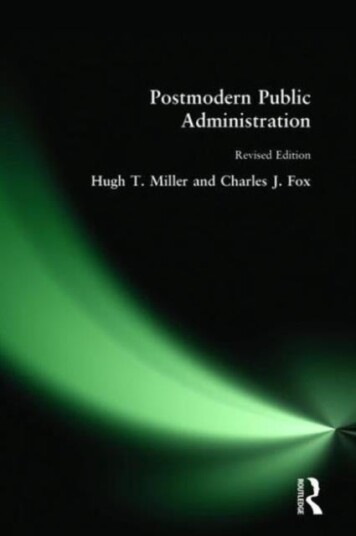 Postmodern Public Administration Postmodern Public Administration