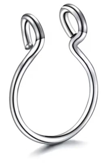 Fake Nese Ring Septum Piercing Clip-On Sølv