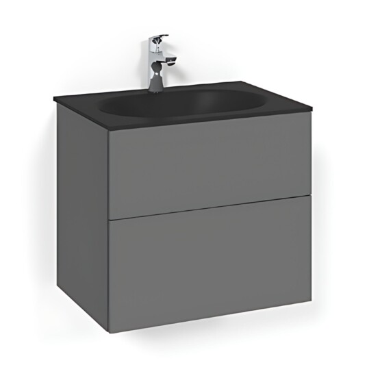 Macro Design Crown Plain/push-open Servantskap 2-skuff - med Glasservant Antrasitt / 60cm Glass Edge Svart Macro Design Crown Plain/push-open Servantskap 2-skuff - med Glasservant Antrasitt / 60cm Glass Edge Svart