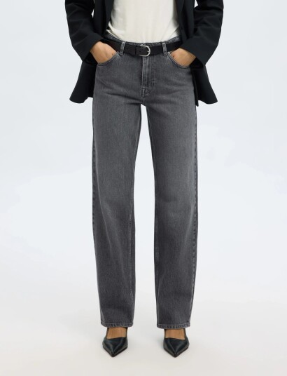 Selected Slwstraight Bea Kori Mw Jeans Noos Grey 31 x 32