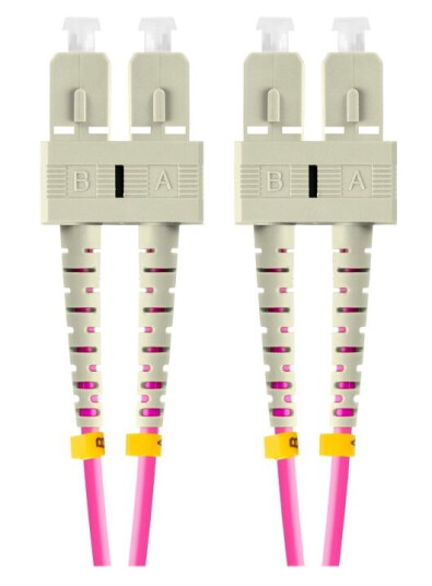 Lanberg - Patchkabel - Sc/Upc Multimodus (Hann) Til Sc/Upc Multimodus (Hann) - 1 M. - 3 Mm - Fiberoptikk - Dupleks - 50 / 125 My - Om4 - Halogenfri - Fiolett