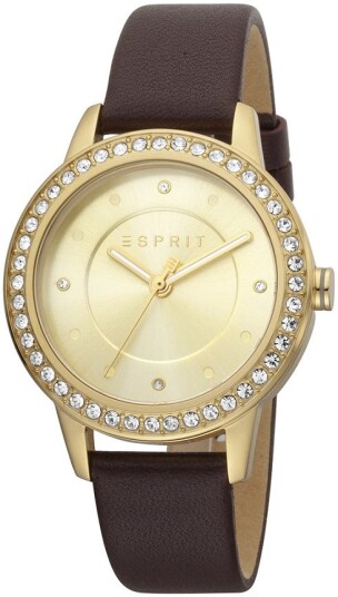 Esprit Dameklokke ES1L163L0035 Gull/Lær Ø36 mm