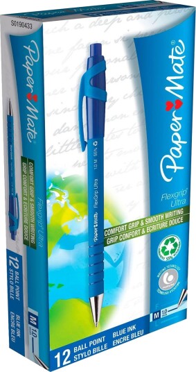 Paper Mate Flexgrip Ultra Kulepenn 1mm 12 Stk Blå