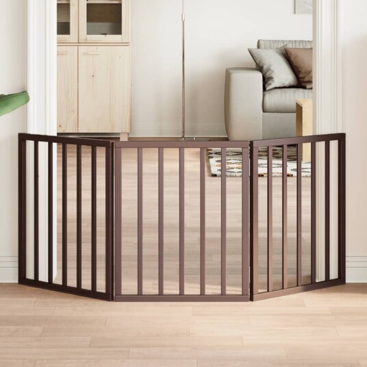 Hundeport Sammenleggbar 3 Paneler Brun 150 cm Poppeltre 352196
