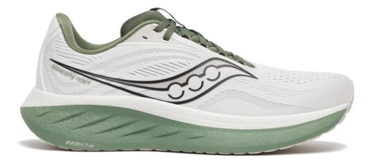 Saucony Mens Ride 18 White/Olivine 46.5" Saucony Mens Ride 18 White/Olivine 46.5"