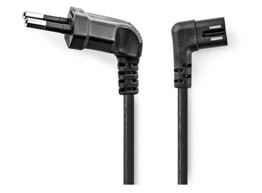 Nedis Vinklet Strømkabel 3m Euro Hunn IEC-320-C7 Sort