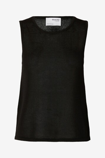 Selected FEMME - Topp slfMoon Sus SL Knit Top B - Svart