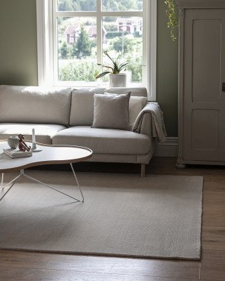 Kilands Vejle beige håndvevd ullteppe