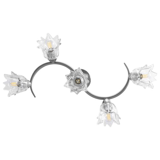 vidaXL Taklampe gjennomsiktige glasskjermer for 5 E14 lyspærer tulipan