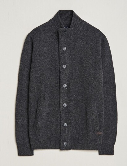 Barbour Lifestyle Essential Patch Zip Through Cardigan Charcoal Marl