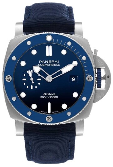 Panerai Herreklokke PAM01289 Submersible Blå/Tekstil Ø44 mm