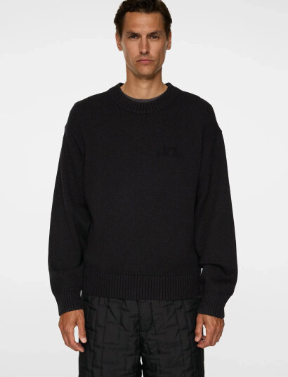 J. Lindeberg Eddy Cotton Wool Crew Neck - Black - M J. Lindeberg Eddy Cotton Wool Crew Neck - Black - M