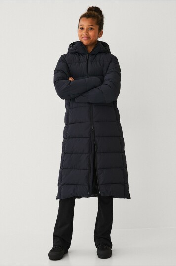 Áhkká Parkas Long Padded Parka W Hood Jr Svart