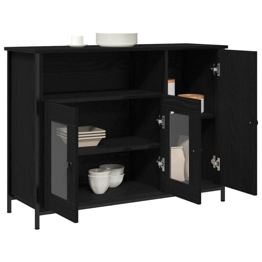 Skap Svart Eik 100x35x75 cm Konstruert Tre