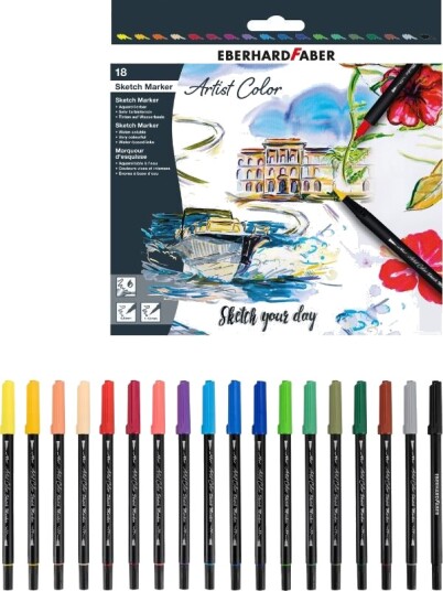 Eberhard Faber Artist Color dobbeltsidige fargetusjer 18 vannfarger