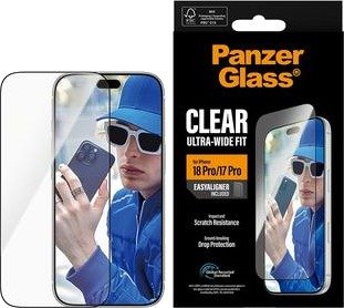PanzerGlass iPhone 17 Pro/18 Pro Ultra-Wide Fit EasyAligner Beskyttelsesglass Svart Kant