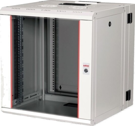 Roline 26.21.0012 Veggmonterbar Hylle 12U 50 Kg Nøkkellås Rack Skinner 34.9 Kg