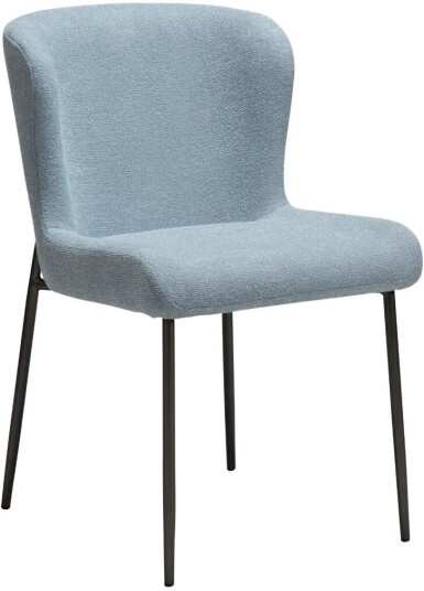 Glam Dan Form spisestuestoler bouclé blå.