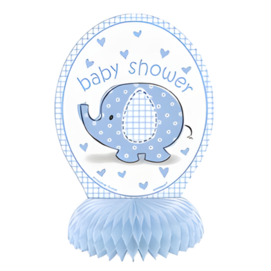 Babyshower Blå Borddekor "Elefant" Pk/4 