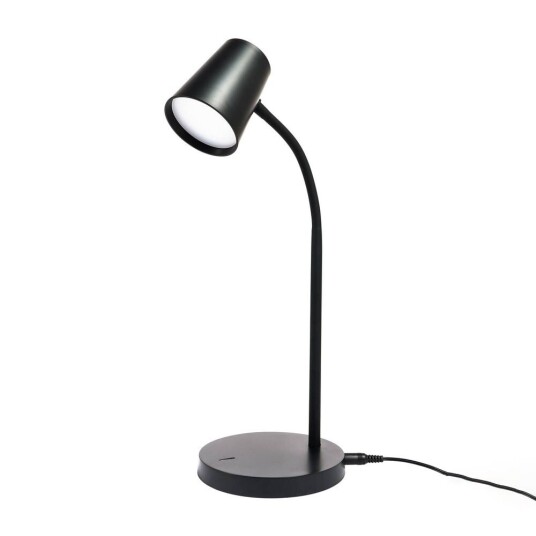 Lindby Ailina LED-bordlampe, rund fot, svart