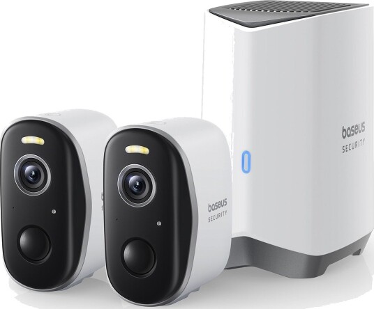 Baseus N1 Plus 2K Utendørs Overvåkningskamera Set - Hvit 2-Pack