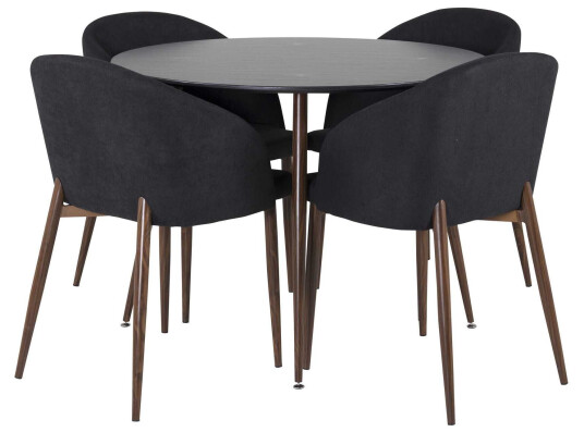 Venture Design Plaza & Arch spisegruppe Svart/svart 4 st stoler & bord 100 cm