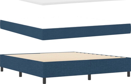 Box Spring Seng med madrass & LED Blå 180x200 cm Stoff Box Spring Seng med madrass & LED Blå 180x200 cm Stoff