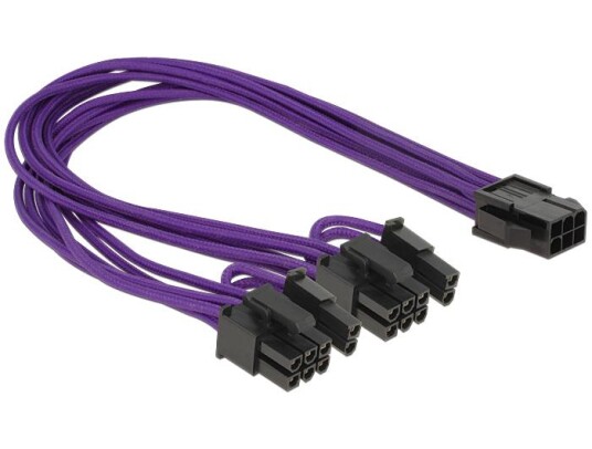 Delock 8-pins PCIe Strømadapter 6+2 til 6-pins 30 cm Purpur