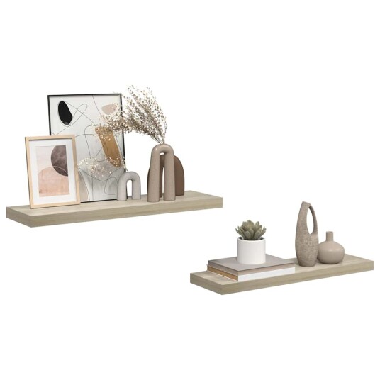 vidaXL Flytende vegghyller 2 stk eik 80x23,5x3,8 cm MDF