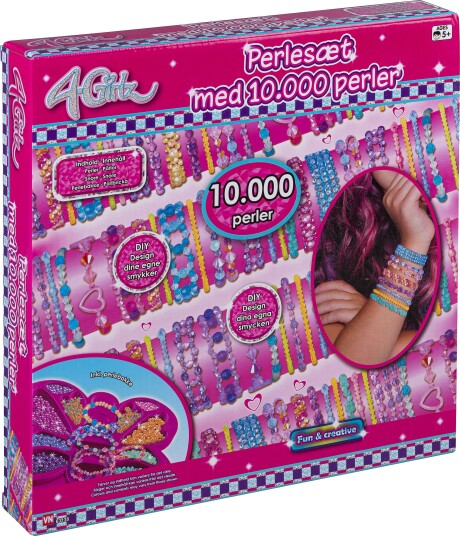 4-Girlz Perlesett 10.000 Perler Med Snorer Og Brett 3+ År