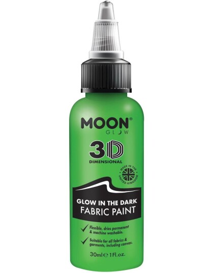 Grønn Glow in the Dark 3D Tekstilmaling 30 ml