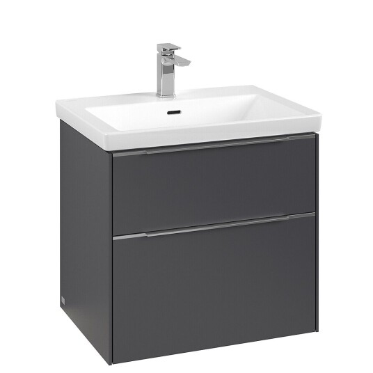 Villeroy & Boch  Subway 3.0 Servantskap m/2 skuffer 622x576x478 mm Grafitt Matt