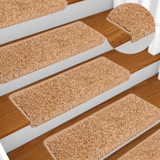 vidaXL Trappematter 10 stk 65x21x4 cm beige