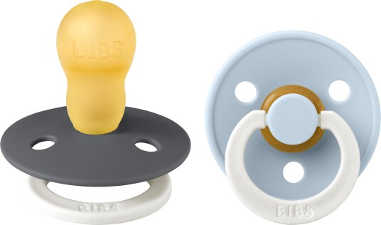 BIBS Colour Smokk 2-Pack Lateks Str 3 Rund Iron GLOW/Baby Blue GLOW