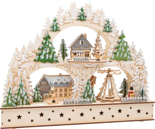 Small Foot Julelampe med lyd - 50 cm - Vinterby med arkader