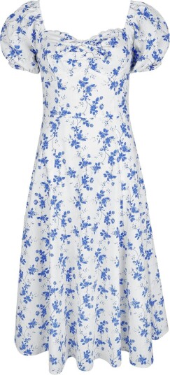 Timeless London Rockabilly Middellang kjole Cedar Dress XS til XL Damer blå hvit