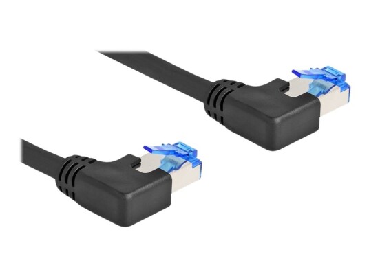 Delock Koblingskabel Rj-45 Hann Venstreivinklet Til Rj-45 Hann Venstreivinklet 1 M 6 Mm S/Ftp Cat 6A Med Støvel Halogenfri Svart
