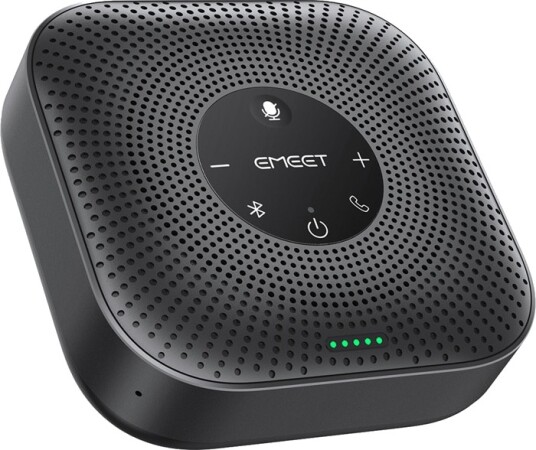EMEET M0 Plus konferanseh??yttaler ??? 4 AI mikrofoner 360?? stemmeopptak USB C Bluetooth ??? Svart