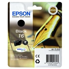 Epson T1621 BK blekkpatron - C13T16214012 Original - Svart 5,4 ml Epson T1621 BK blekkpatron - C13T16214012 Original - Svart 5,4 ml