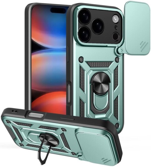 EIDERWOOD iPhone 17 Pro Hybrid Håndverker Deksel m. Kickstand & Cam Slider Grønn