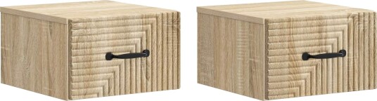  Vegghengt Nattbord med skuff 2 pcs Sonoma eik 34,5 x 33 x 20 cm