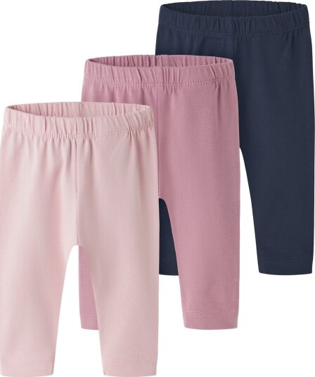 Name It Leggings - 3-pack - NbfVuvivian - Lilla/Lotus+Navy Blaze - Name It - 50 - Leggings Marineblå Rosa