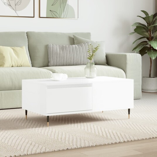 vidaXL Salongbord høyglans hvit 90x50x36,5 cm konstruert tre