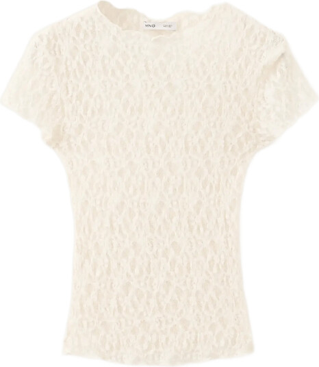 Mango Lace T Shirt Beige M