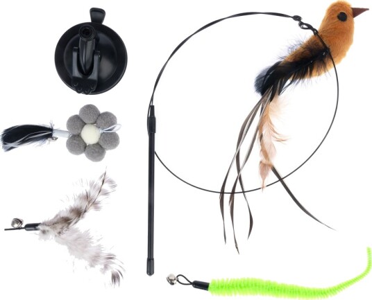 Zooplus Basics Interaktiv Katteleke 4-I-1 Lekestang 95 cm 4 Anheng 15 cm