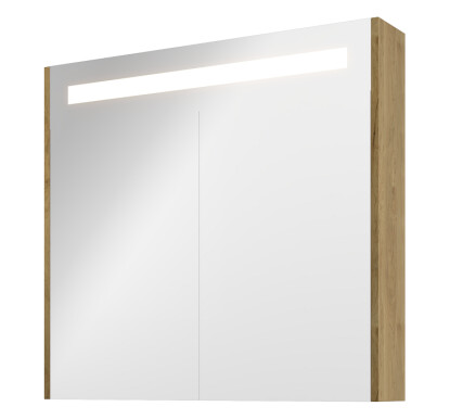 Sanibell Proline speilskab m/LED-belysning, 80x74cm, ideal eik paneler Sanibell Proline speilskab m/LED-belysning, 80x74cm, ideal eik paneler